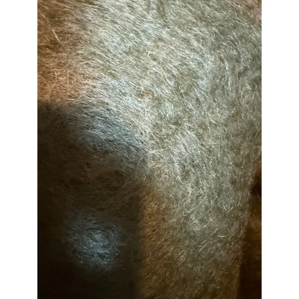 Vintage Avoca Ireland Mohair Wool Throw Blanket Green Tan Plaid 57x84 Fringe